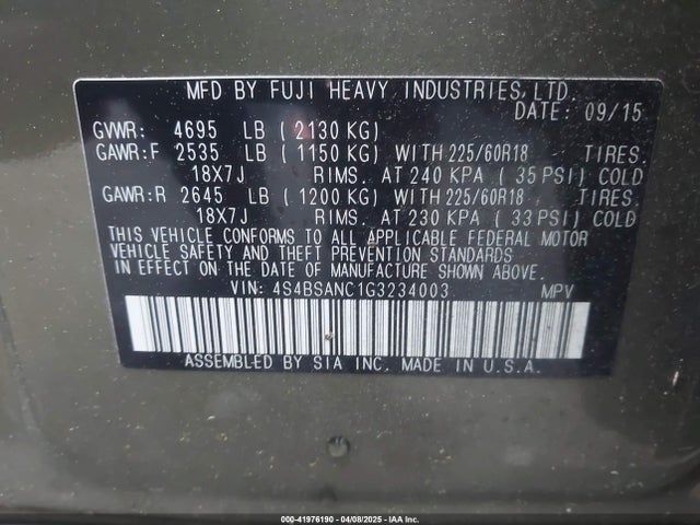 4S4BSANC1G3234003 Subaru Outback 2.5i Limited