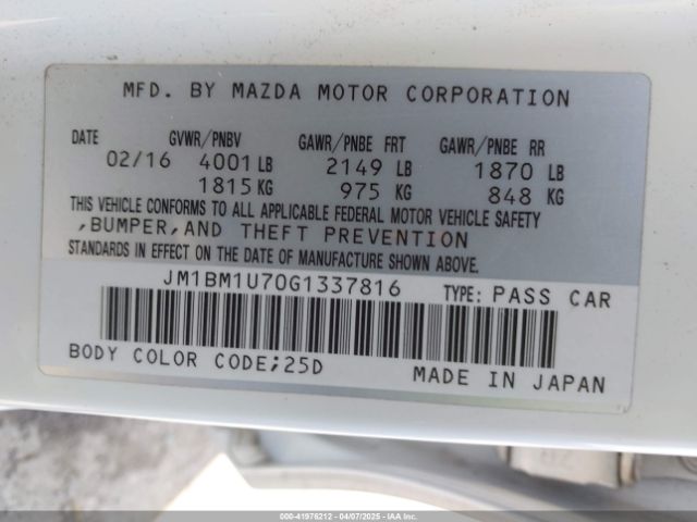 JM1BM1U70G1337816 Mazda Mazda3 I Sport