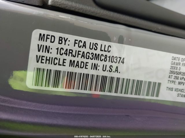 1C4RJFAG3MC810374 Jeep Grand Cherokee Freedom 4x4