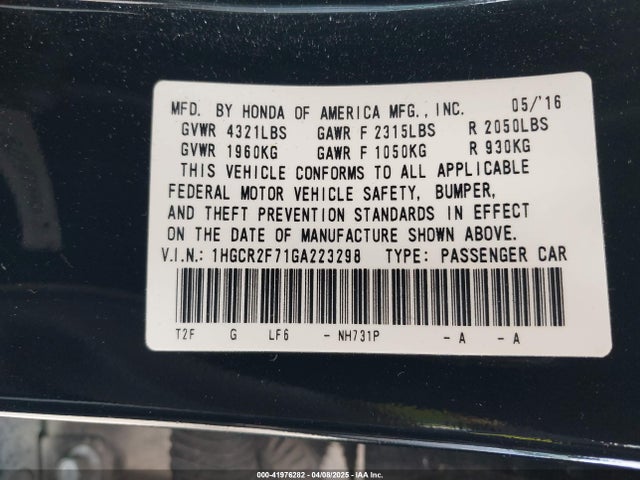 1HGCR2F71GA223298 Honda ACCORD EX