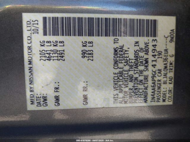 1N4AA6AP9GC414943 Nissan Maxima 3.5 S