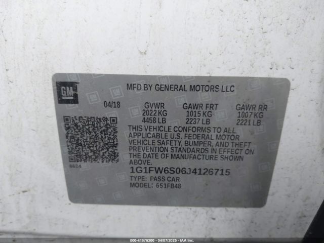 1G1FW6S06J4126715 Chevrolet BOLT EV LT
