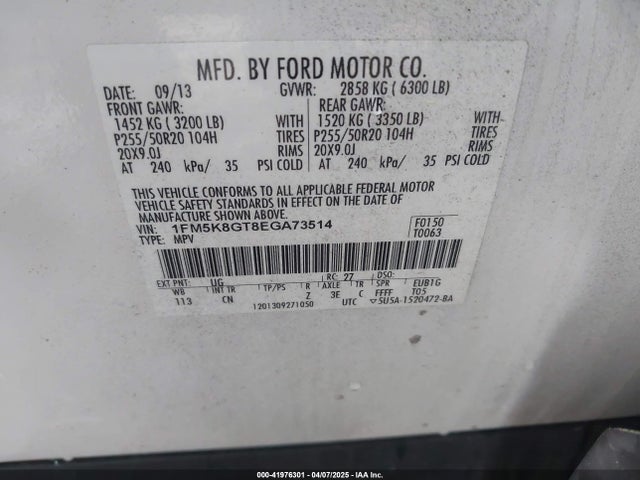 Ford 2014 2014 1FM5K8GT8EGA73514 Image 9
