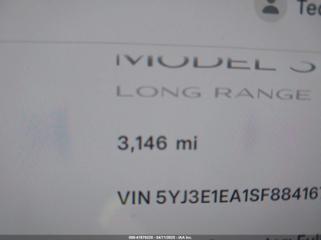 5YJ3E1EA1SF884167 Tesla Model 3 Long Range Rear-wheel Drive