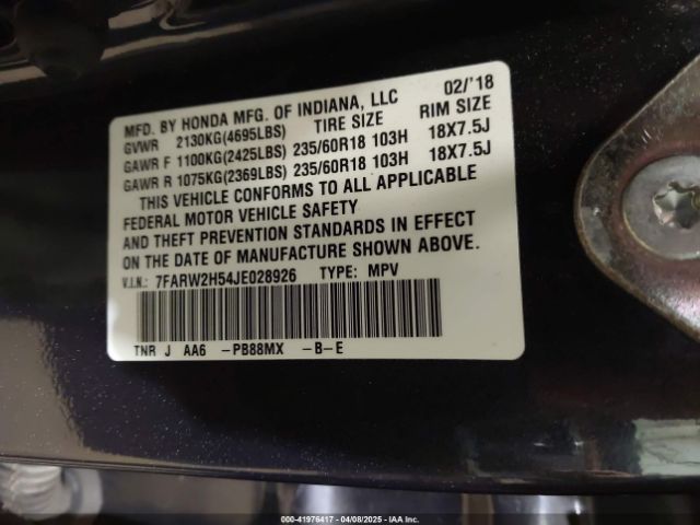 7FARW2H54JE028926 Honda CR-V EX
