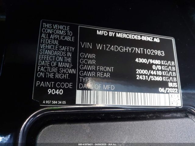 2022 MERCEDES-BENZ SPRINTER 2500 W1Z4DGHY7NT102983 Photo 8