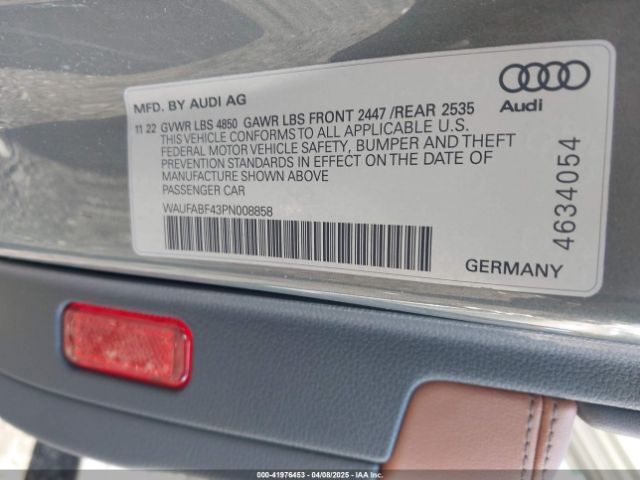 WAUFABF43PN008858 Audi A4 Prestige 45 Tfsi S Line Quattro S Tronic