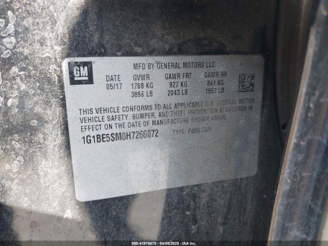 1G1BE5SM0H7266072 Chevrolet Cruze Lt Auto