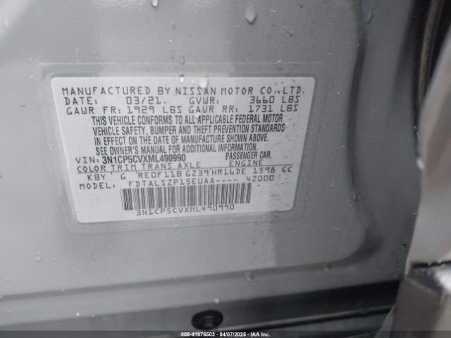 3N1CP5CVXML490990 Nissan Kicks Sv Xtronic Cvt