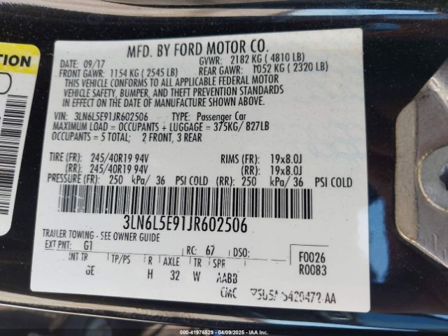 3LN6L5E91JR602506 Lincoln Mkz Reserve