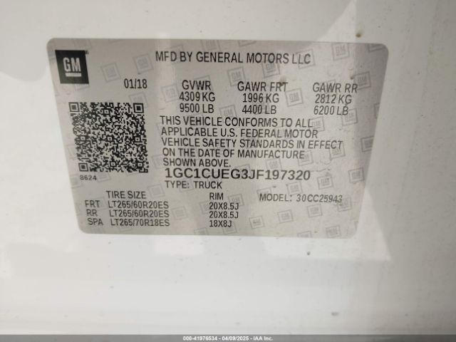 1GC1CUEG3JF197320 Chevrolet Silverado 2500hd Wt