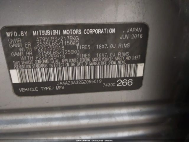 JA4AZ3A32GZ055019 Mitsubishi Outlander Es/se/sel