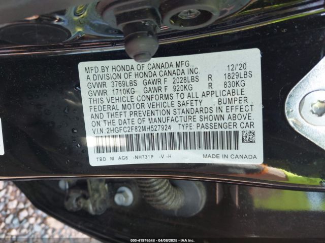 2021 HONDA CIVIC 2HGFC2F82MH527924 Photo 8