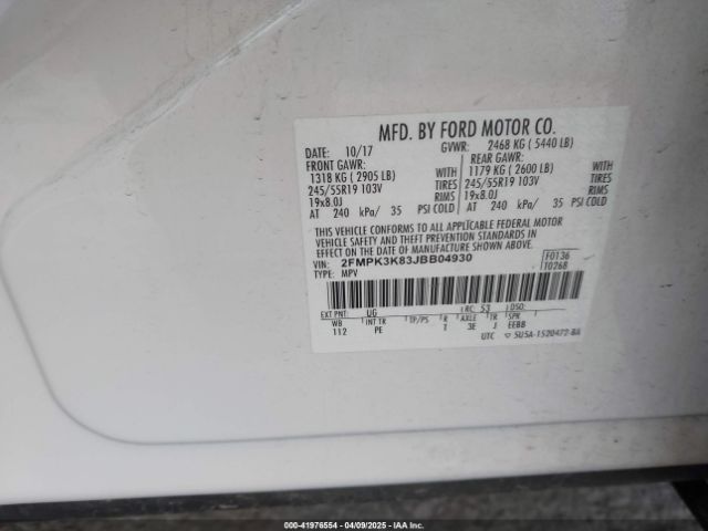 2FMPK3K83JBB04930 Ford Edge Titanium