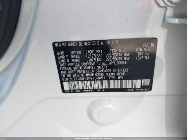 3CZRU5H13KM700854 Honda HR-V SPORT