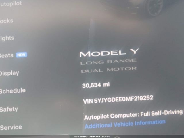 5YJYGDEE0MF219252 Tesla Model Y Long Range Dual Motor All-wheel Drive