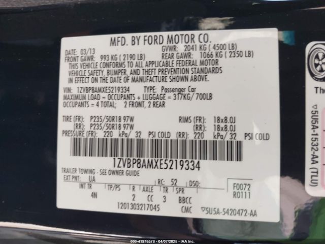 1ZVBP8AMXE5219334 Ford Mustang V6 Premium