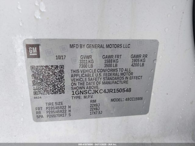 1GNSCJKC4JR150548 Chevrolet Suburban Premier