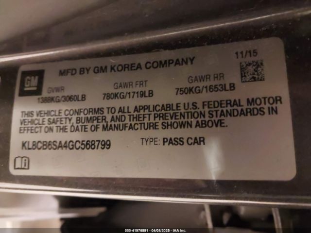KL8CB6SA4GC568799 Chevrolet Spark Ls Cvt