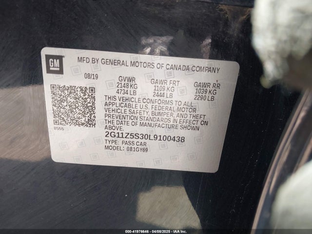 2G11Z5S30L9100438 Chevrolet Impala Fwd Lt