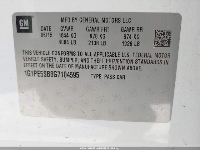 1G1PE5SB8G7104595 Chevrolet Cruze Limited 1lt Auto