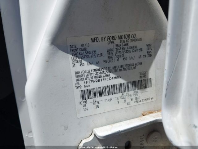 1FT7W2BT1FEC43683 Ford F-250 Lariat