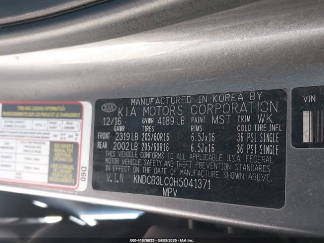 KNDCB3LC0H5041371 KIA NIRO LX
