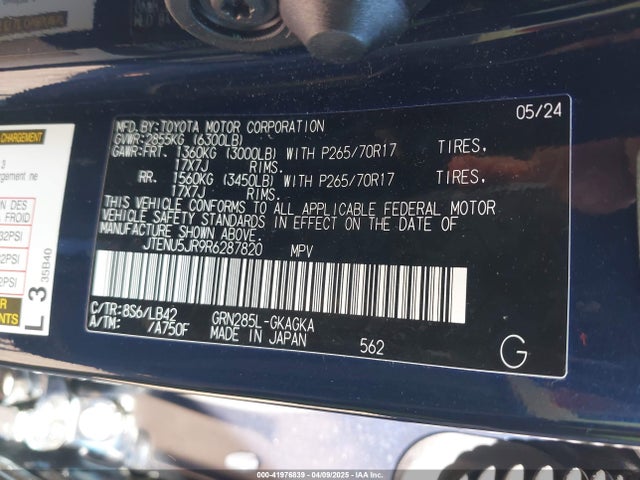 JTENU5JR9R6287820 Toyota 4runner Sr5 Premium
