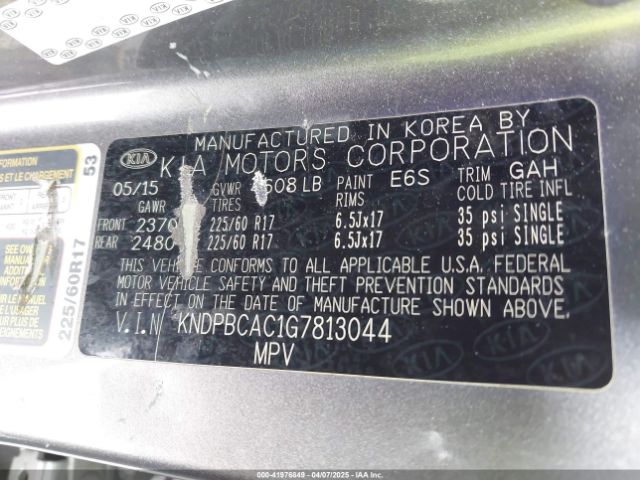 KNDPBCAC1G7813044 KIA Sportage Lx