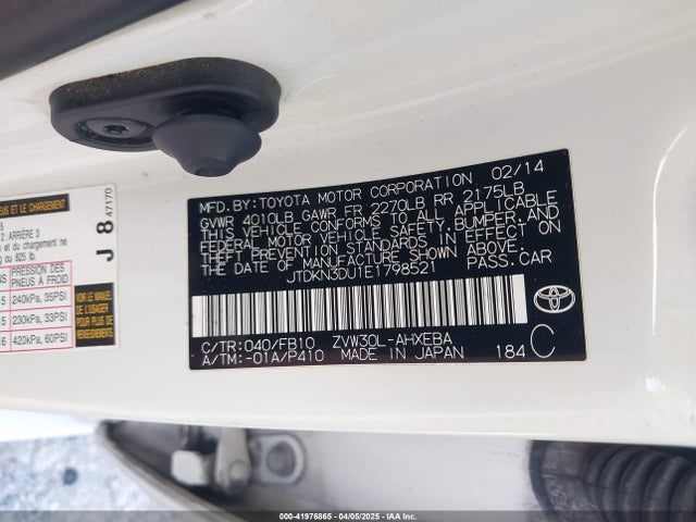 Toyota Prius Two 2014 JTDKN3DU1E1798521 Image 9