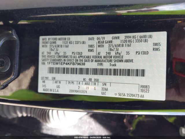 1FTEW1EP4KFB79630 Ford F-150 Xlt