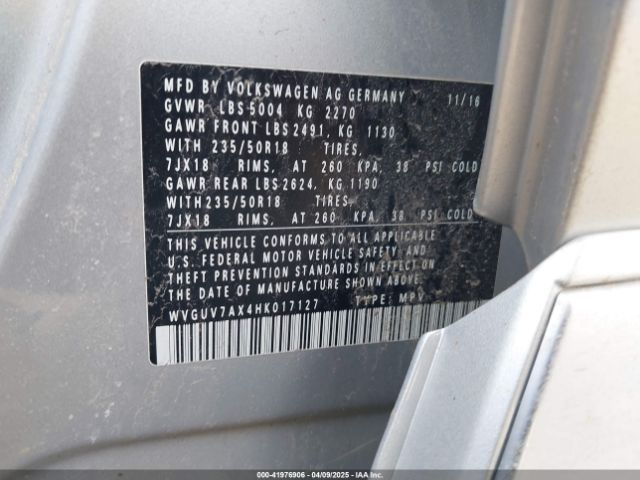 WVGUV7AX4HK017127 Volkswagen Tiguan 2.0t Sport
