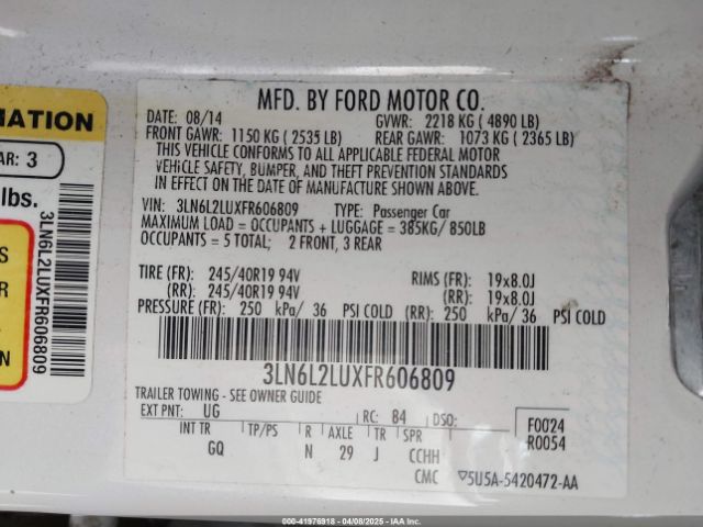 3LN6L2LUXFR606809 Lincoln MKZ HYBRID