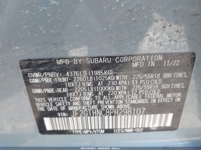 JF2GTHNC8PH298107 Subaru Crosstrek Limited