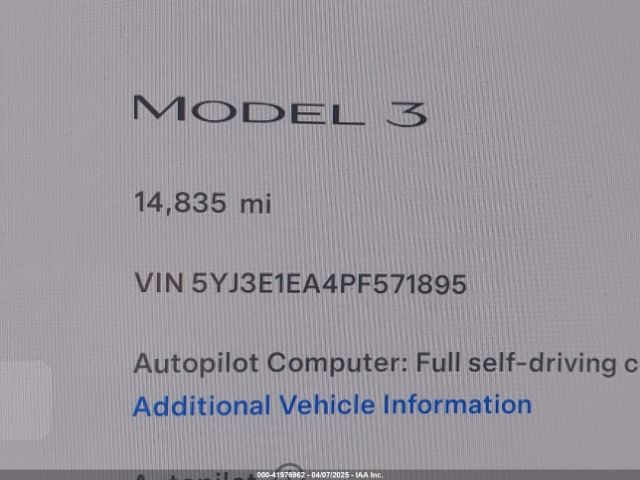 5YJ3E1EA4PF571895 Tesla Model 3 Rear-wheel Drive