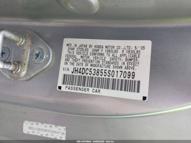 2005 ACURA RSX JH4DC53855S017099 Photo 8