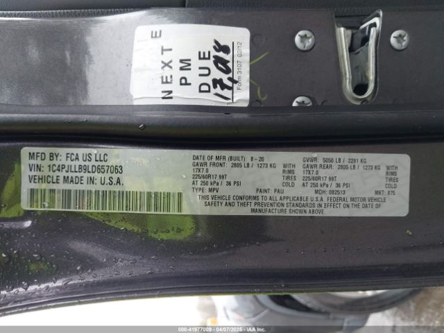 1C4PJLLB9LD657063 Jeep Cherokee Latitude Plus Fwd