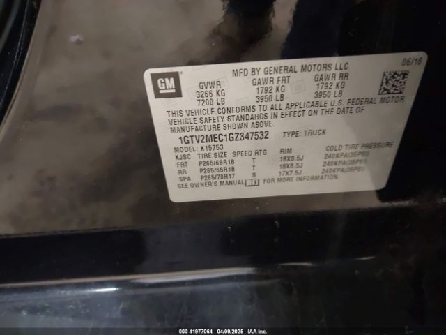 1GTV2MEC1GZ347532 GMC Sierra 1500 Sle
