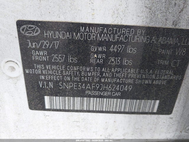 5NPE34AF9JH624049 Hyundai SONATA SEL