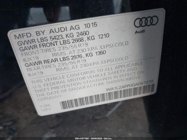 WA1L2AFP0GA067276 Audi Q5 2.0t Premium