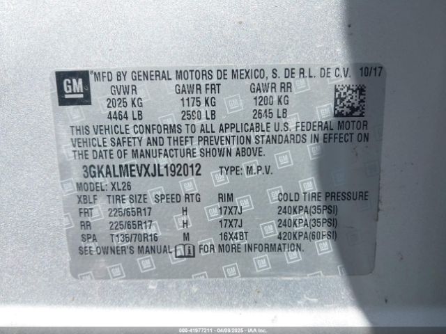 3GKALMEVXJL192012 GMC Terrain Sle