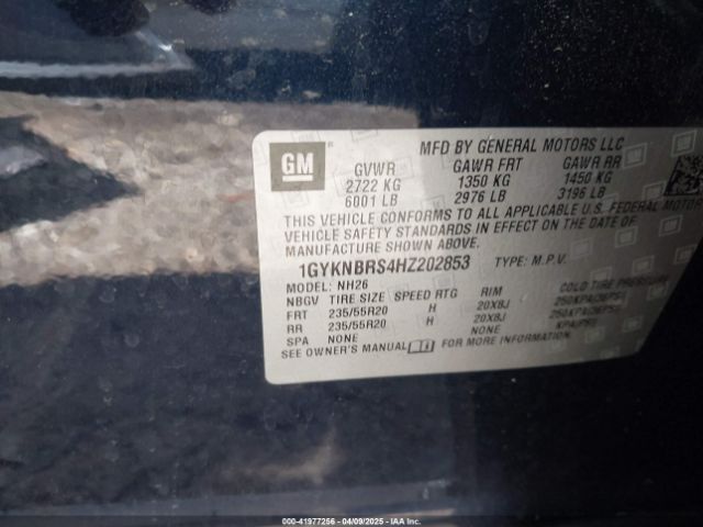 1GYKNBRS4HZ202853 Cadillac XT5 LUXURY