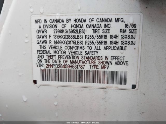2009 ACURA MDX 2HNYD28459H531787 Photo 8