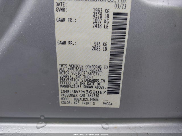 1N4BL4BV7PN369067 Nissan Altima S Fwd