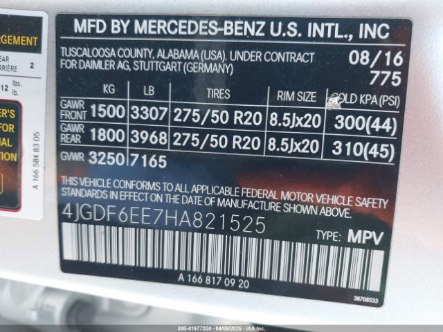 4JGDF6EE7HA821525 Mercedes-Benz Gls 450 4matic