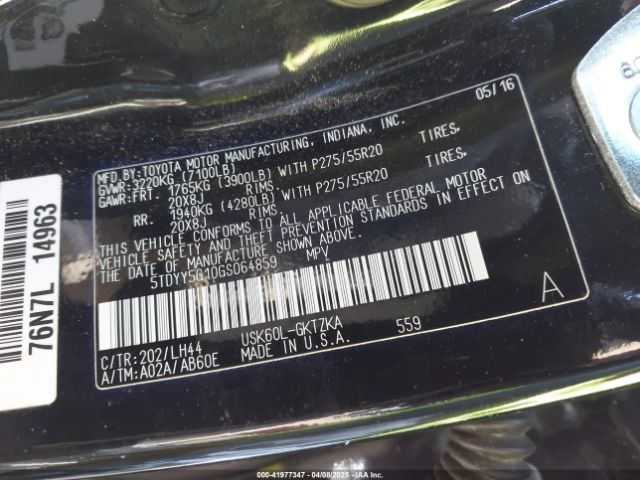 5TDYY5G10GS064859 Toyota Sequoia Platinum 5.7l V8
