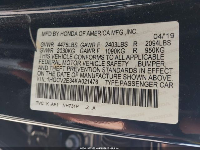 1HGCV2E34KA021476 Honda Accord Sport 2.0t