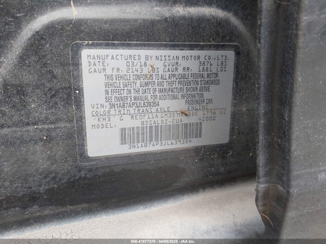 3N1AB7AP3JL639354 Nissan SENTRA SV