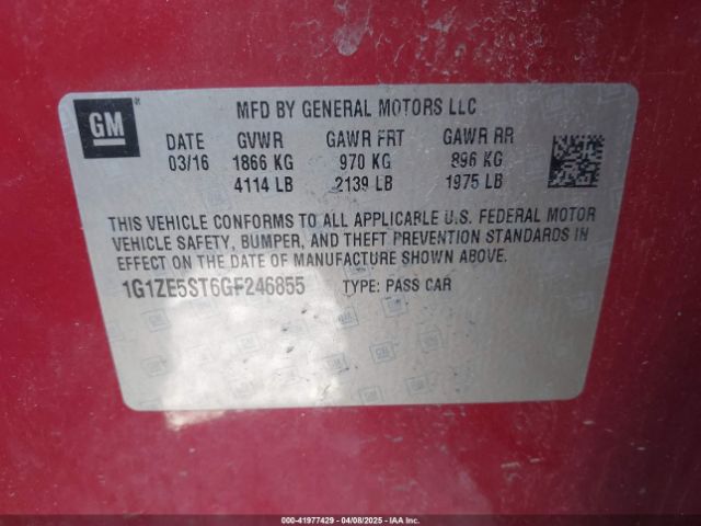 1G1ZE5ST6GF246855 Chevrolet MALIBU 1LT