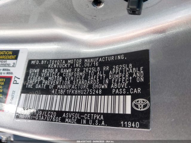 4T1BF1FK8HU275248 Toyota CAMRY XSE